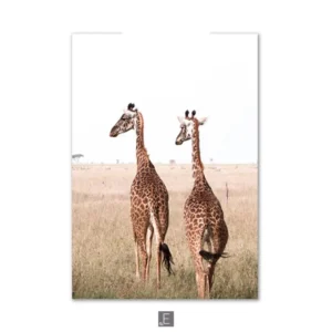 Plakat afrykańska sawanna - lew, zebra, żyrafa Burgundia