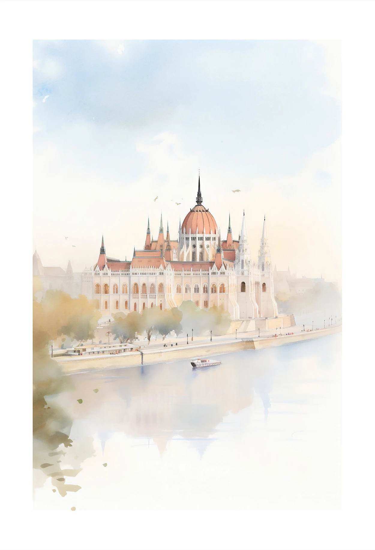 Plakat krajobrazowy akwarela - podróż dookoła świata Khaki