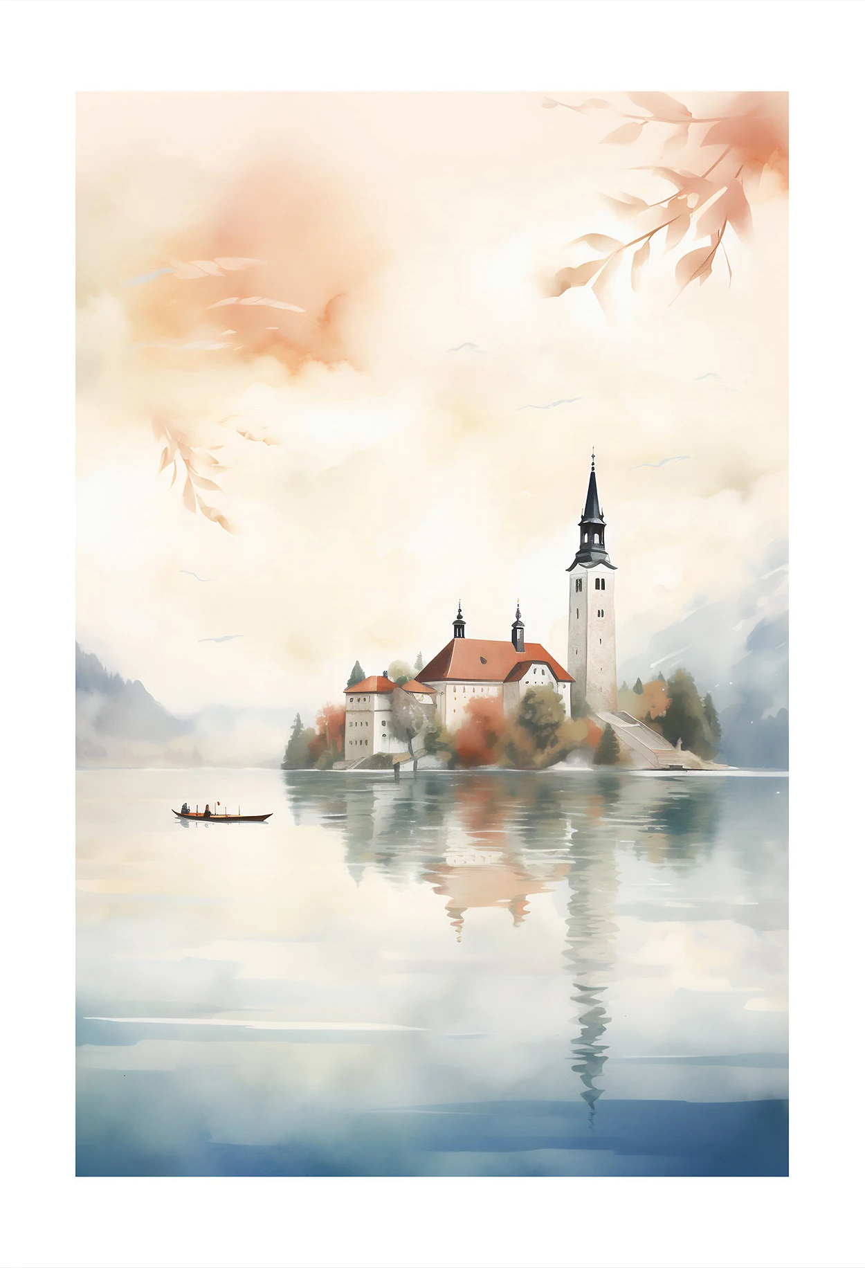 Plakat krajobrazowy akwarela - podróż dookoła świata Ciemny szary