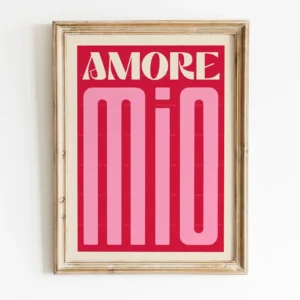 Plakat Amore Mio z motywem miłości Biały