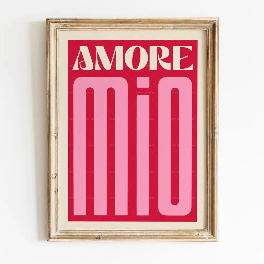 Plakat Amore Mio z motywem miłości Biały