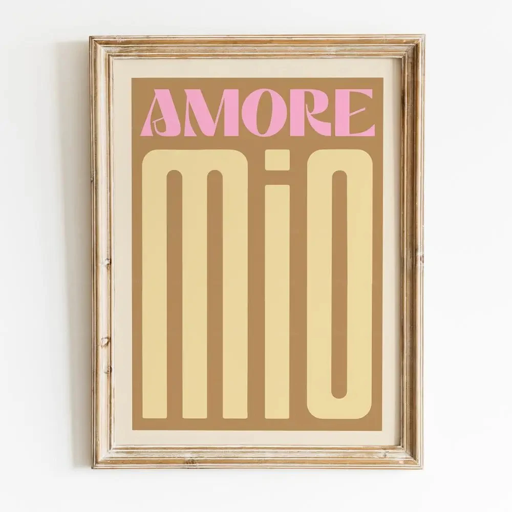 Plakat Amore Mio z motywem miłości Burgundia