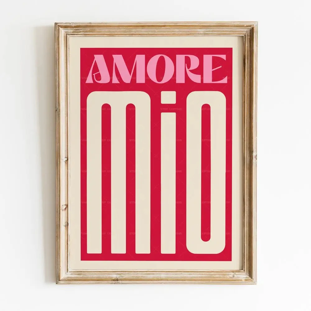 Plakat Amore Mio z motywem miłości Fioletowy
