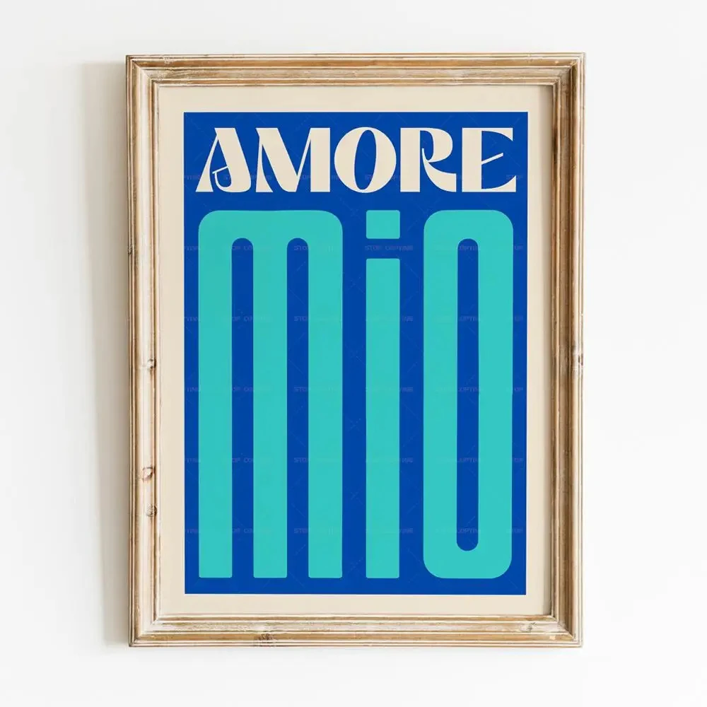 Plakat Amore Mio z motywem miłości żółty