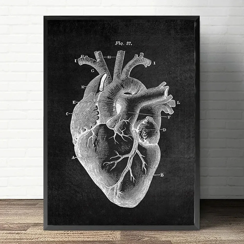 Plakat anatomiczny serca i płuc Jasnożółty