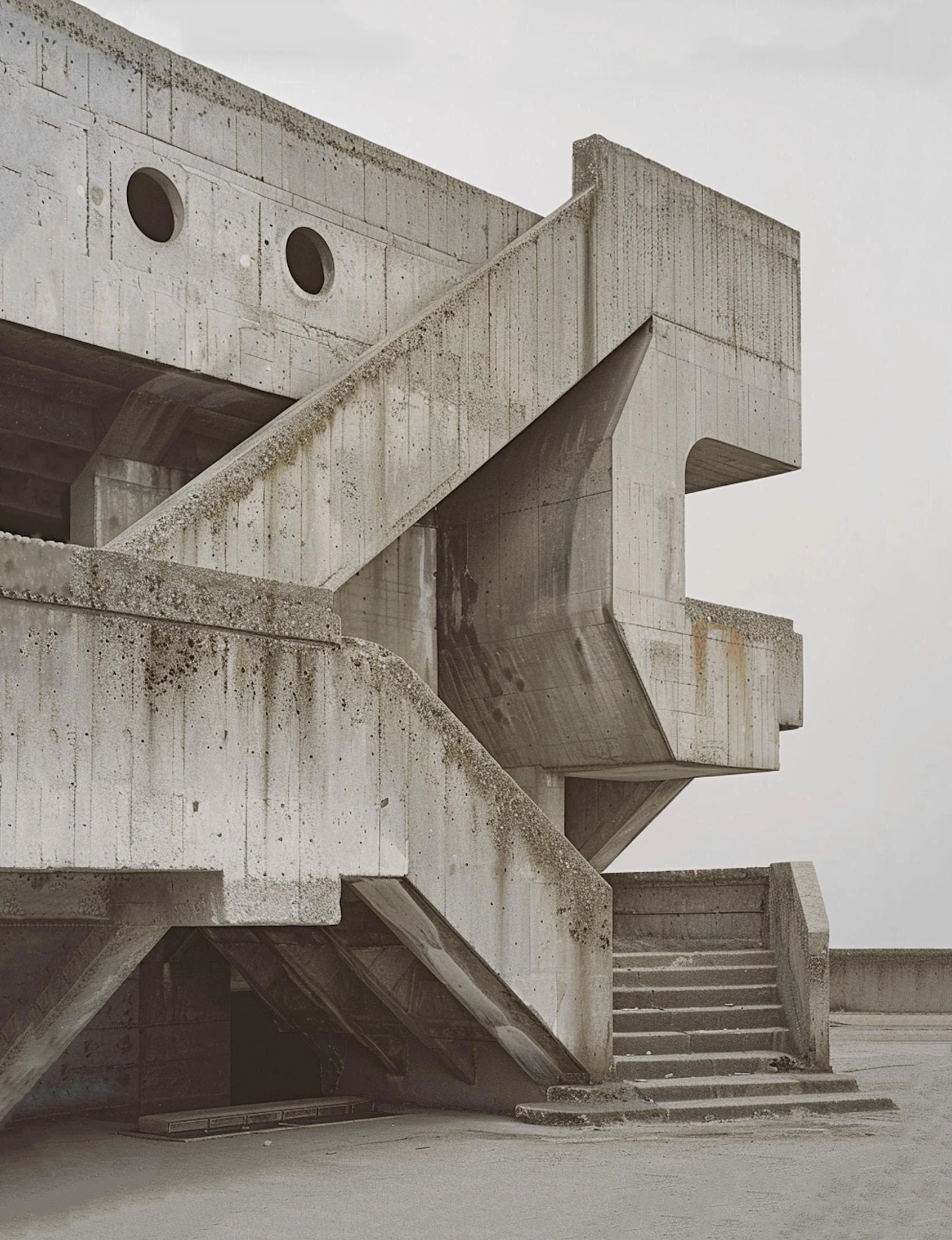 Plakat architektura brutalistyczna - betonowe domy Brązowy