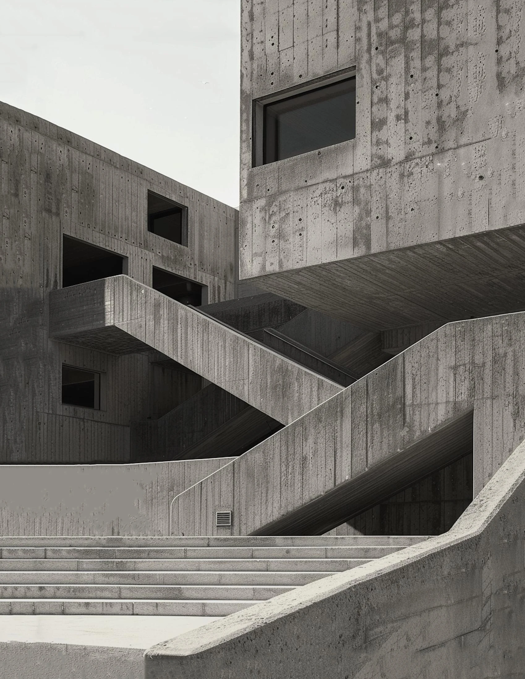 Plakat architektura brutalistyczna - betonowe domy Ciemny szary