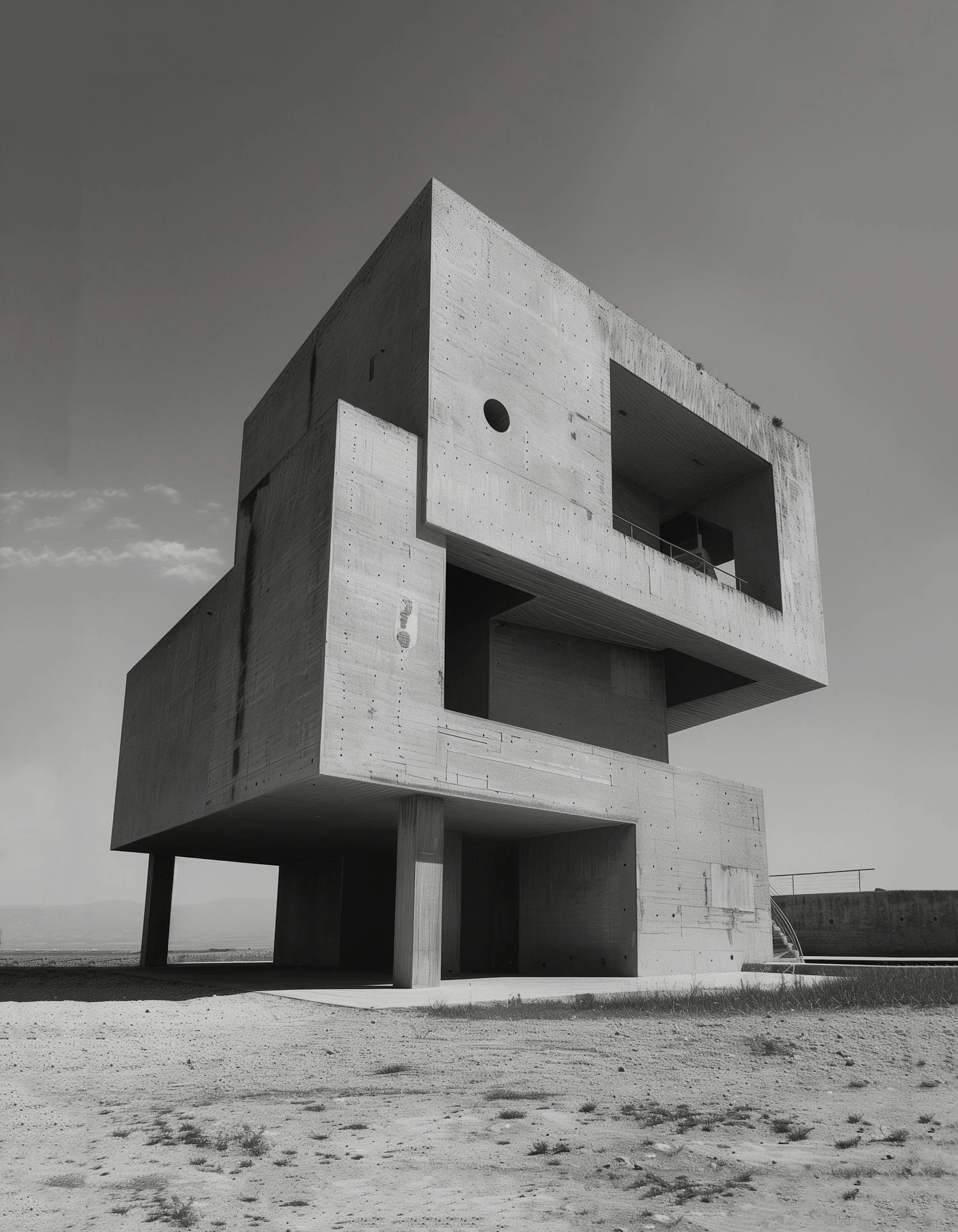 Plakat architektura brutalistyczna - betonowe domy Jasnozielony