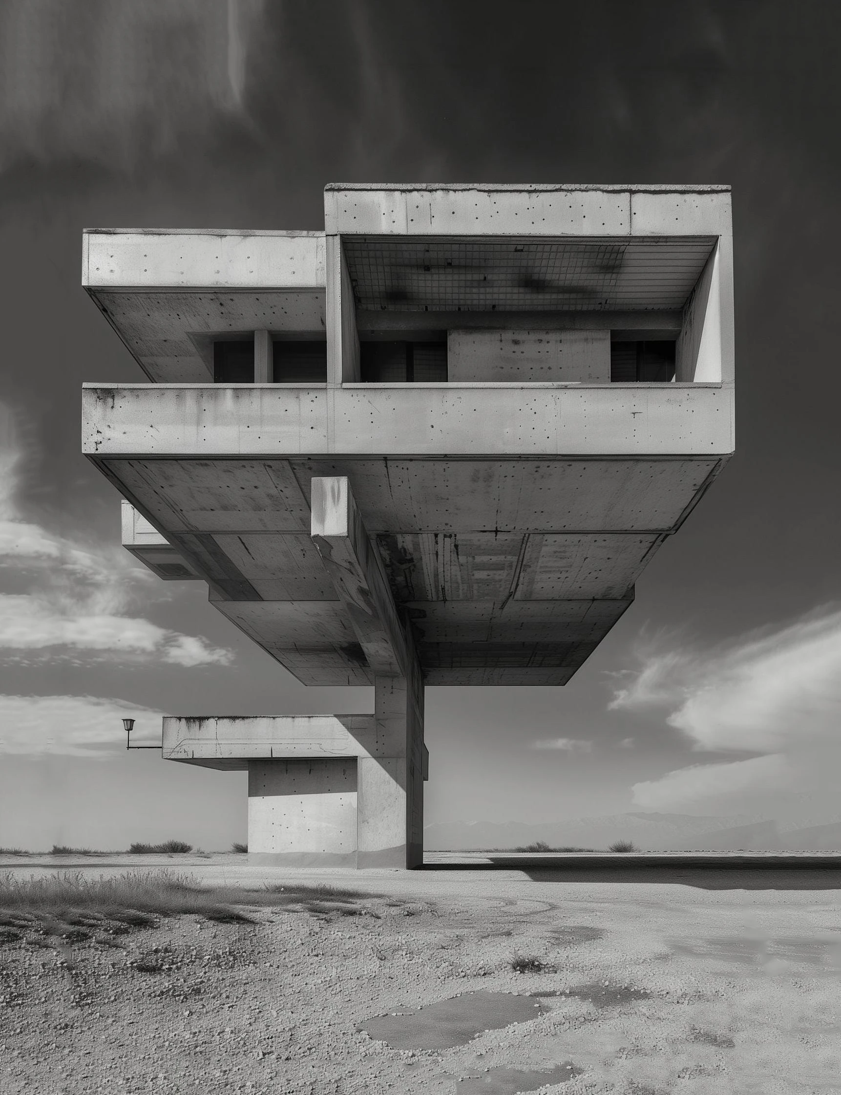 Plakat architektura brutalistyczna - betonowe domy Jasnożółty