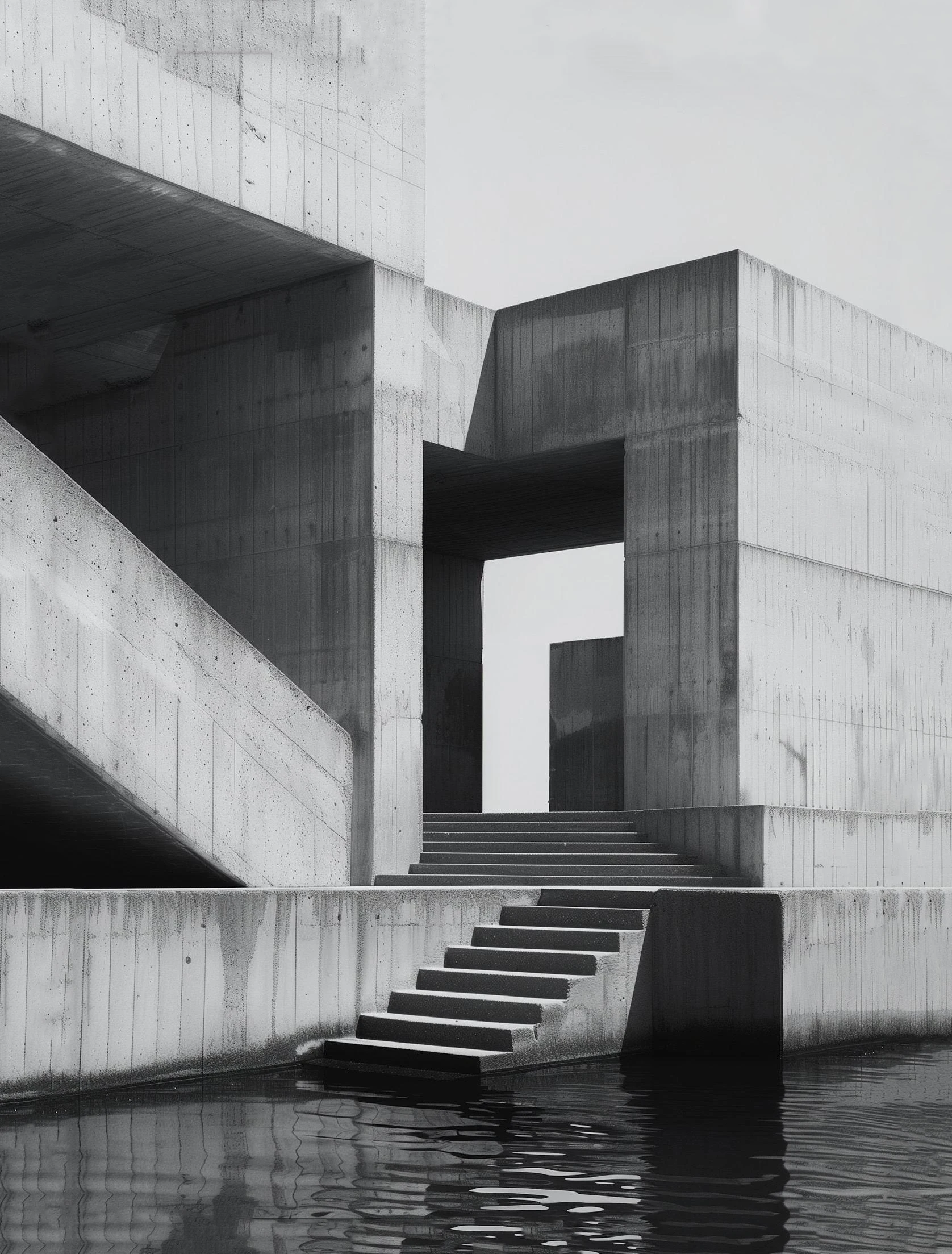 Plakat architektura brutalistyczna - betonowe domy Pomarańczowy