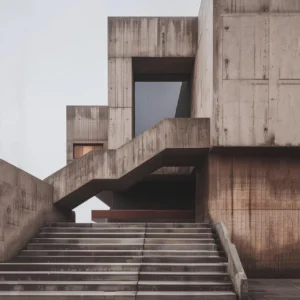 Plakat architektura brutalistyczna - betonowe domy Różowy