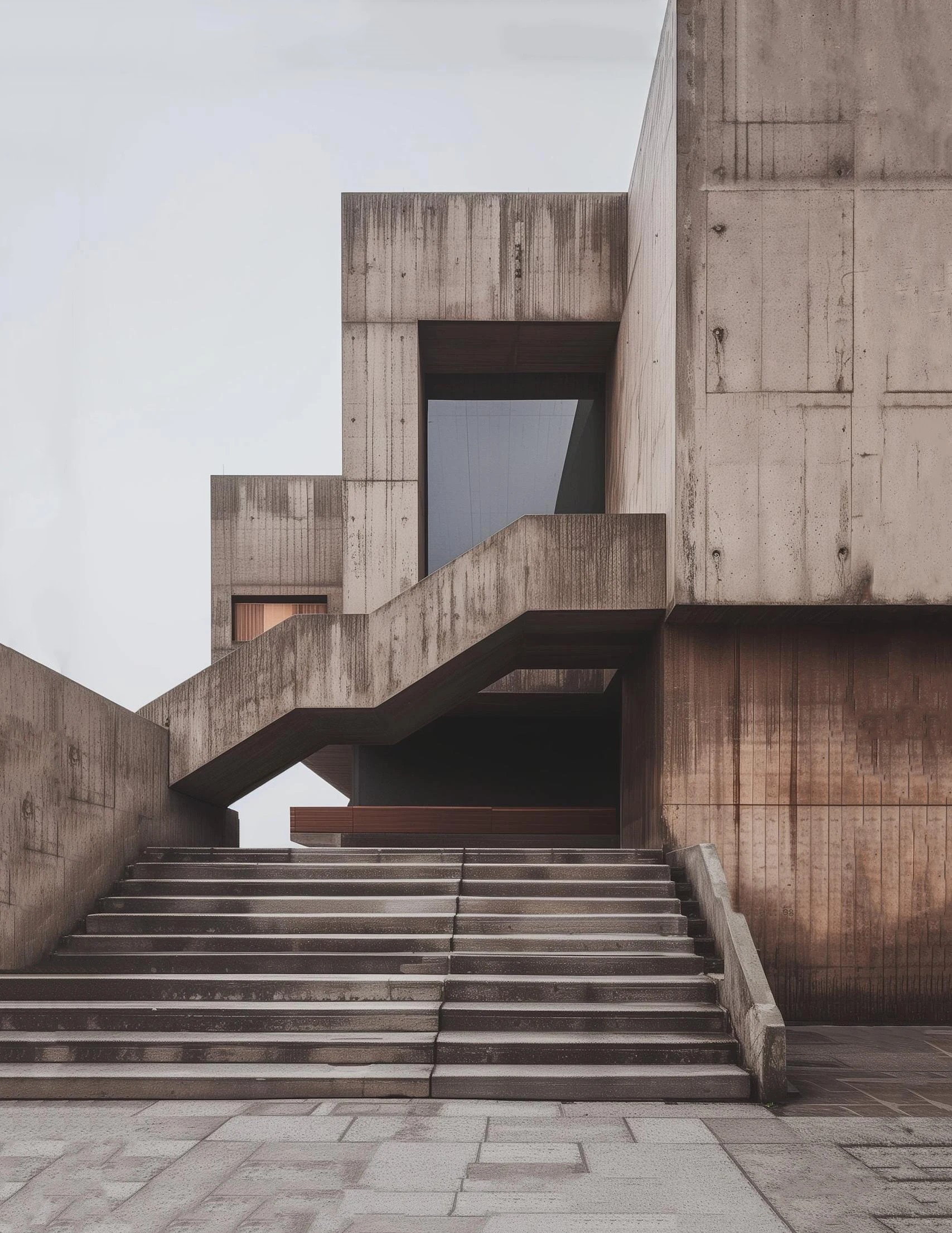 Plakat architektura brutalistyczna - betonowe domy Różowy