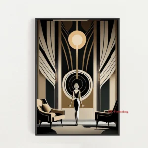 Plakat art deco lata 20. żółty