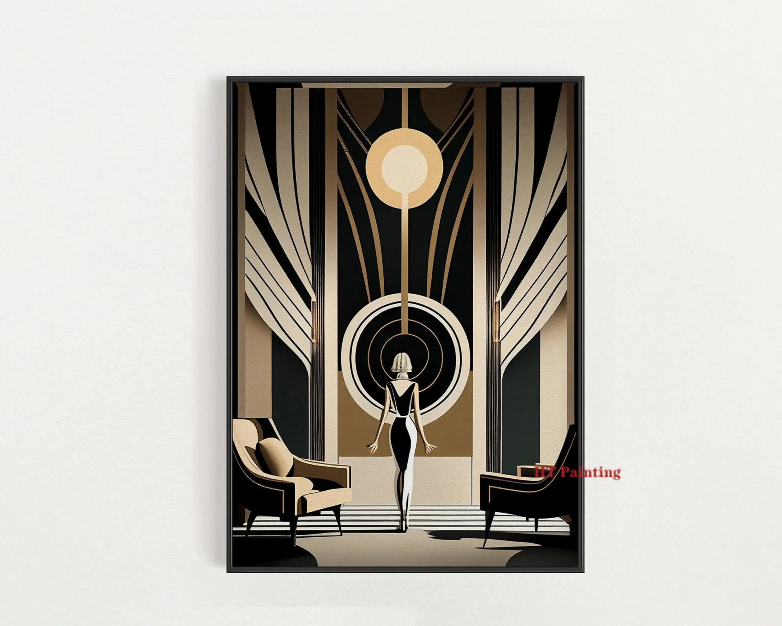 Plakat art deco lata 20. żółty