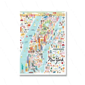Plakat - artystyczna mapa Nowego Jorku Biały