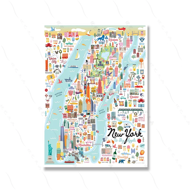 Plakat - artystyczna mapa Nowego Jorku Biały