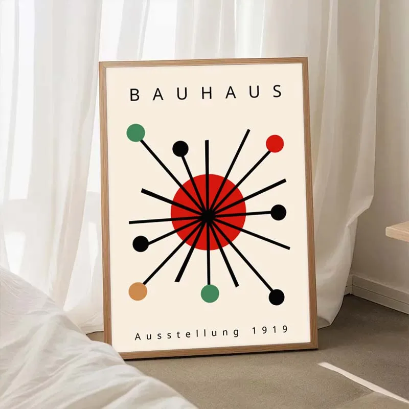 Plakat Bauhaus abstrakcyjny minimalistyczny Jasnoszary