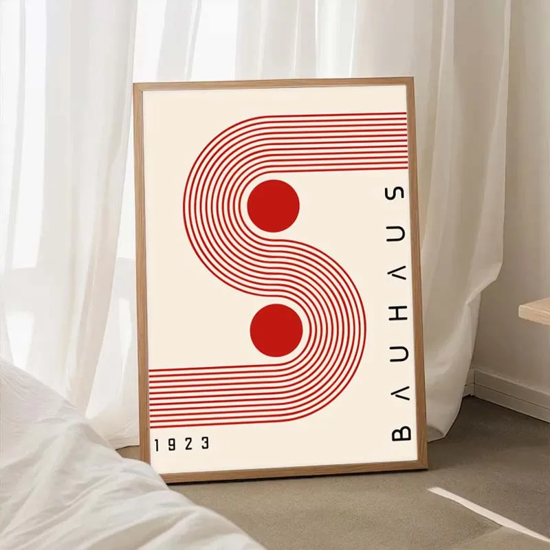 Plakat Bauhaus abstrakcyjny minimalistyczny żółty