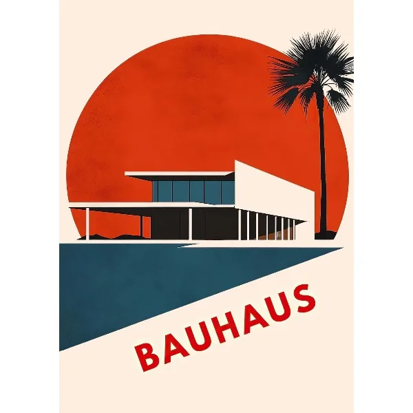 Plakat Bauhaus architektura vintage Burgundia