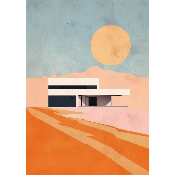 Plakat Bauhaus architektura vintage Czerwony