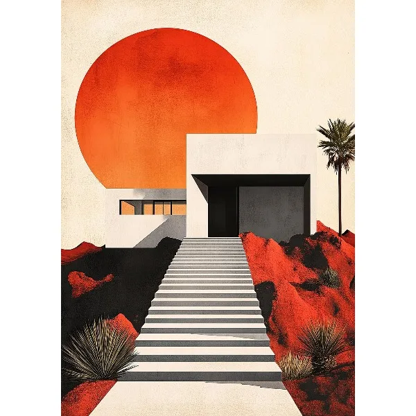 Plakat Bauhaus architektura vintage Granatowy