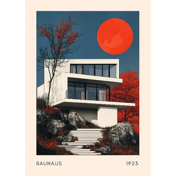 Plakat Bauhaus architektura vintage Jasnoszary
