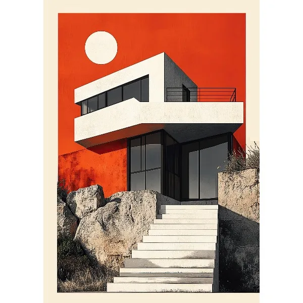 Plakat Bauhaus architektura vintage Jasnozielony
