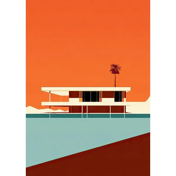 Plakat Bauhaus architektura vintage żółty