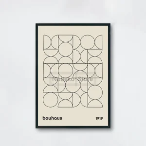 Plakat Bauhaus - geometryczna grafika mid-century Biały