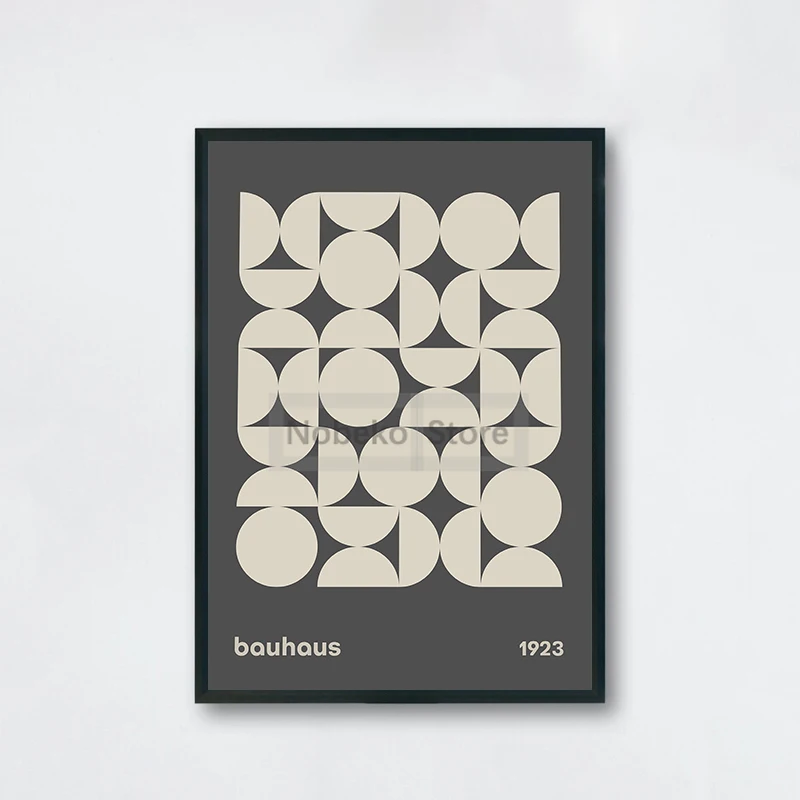 Plakat Bauhaus - geometryczna grafika mid-century Burgundia