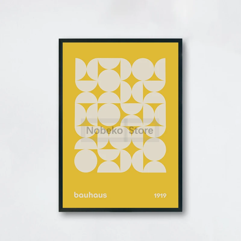 Plakat Bauhaus - geometryczna grafika mid-century Ciemny szary