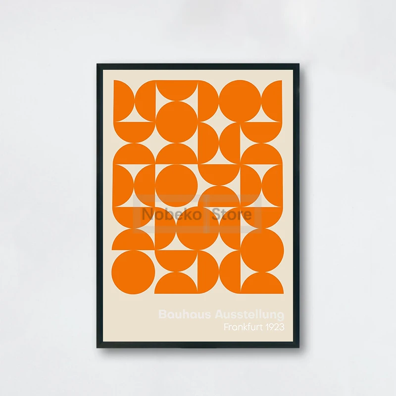 Plakat Bauhaus - geometryczna grafika mid-century Czarny