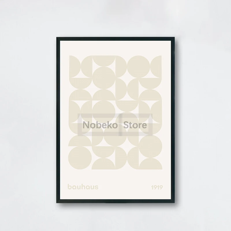 Plakat Bauhaus - geometryczna grafika mid-century Czerwony