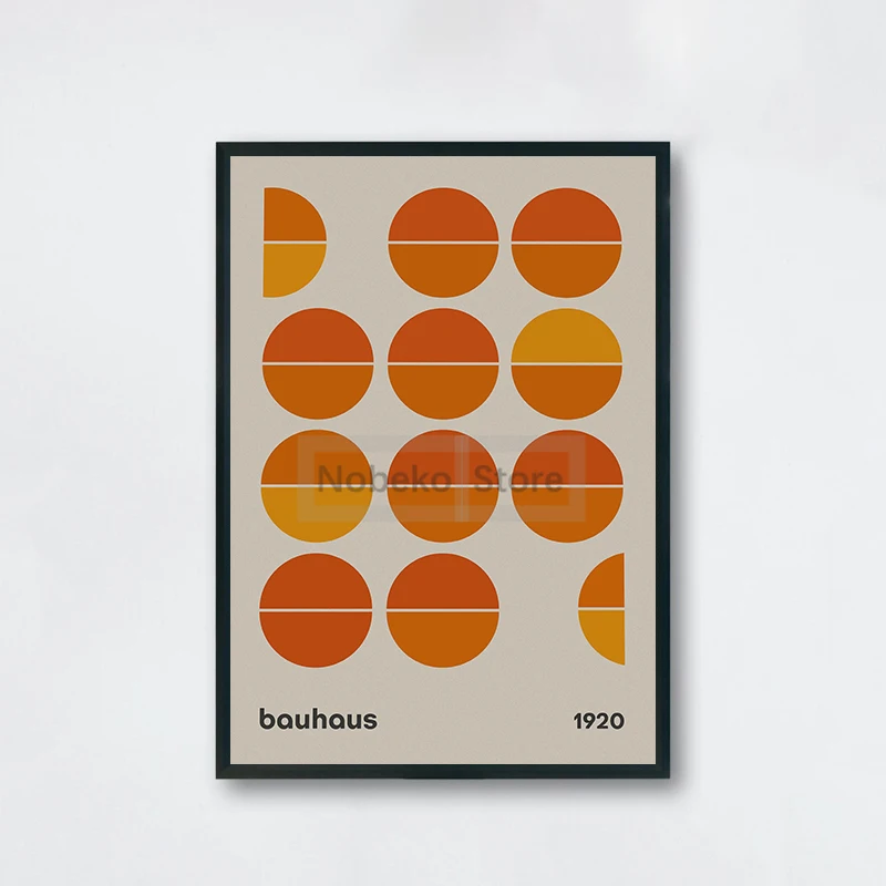 Plakat Bauhaus - geometryczna grafika mid-century Jasnoszary