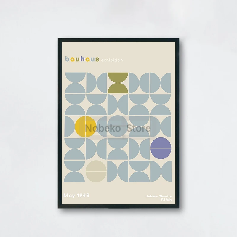 Plakat Bauhaus - geometryczna grafika mid-century Jasnozielony