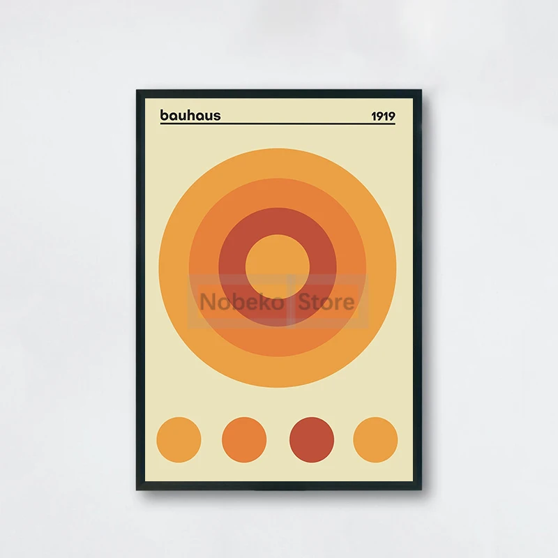 Plakat Bauhaus - geometryczna grafika mid-century Jasnożółty