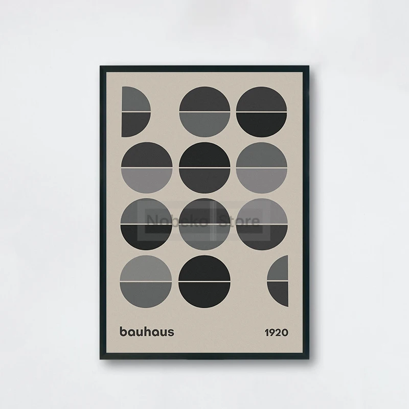 Plakat Bauhaus - geometryczna grafika mid-century żółty