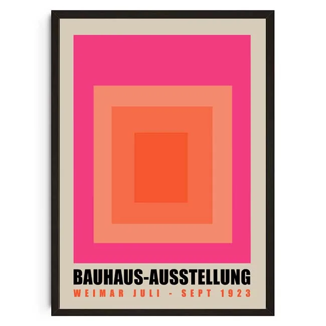 Geometryczny plakat Bauhaus w stylu retro Cytrynowy żółty