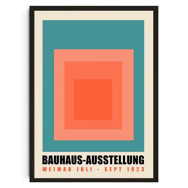 Geometryczny plakat Bauhaus w stylu retro Fioletowo różowy
