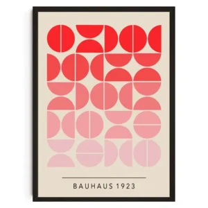 Geometryczny plakat Bauhaus w stylu retro Fuksja
