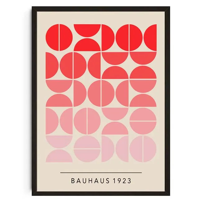 Geometryczny plakat Bauhaus w stylu retro Fuksja
