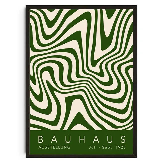 Geometryczny plakat Bauhaus w stylu retro Głęboka zielona