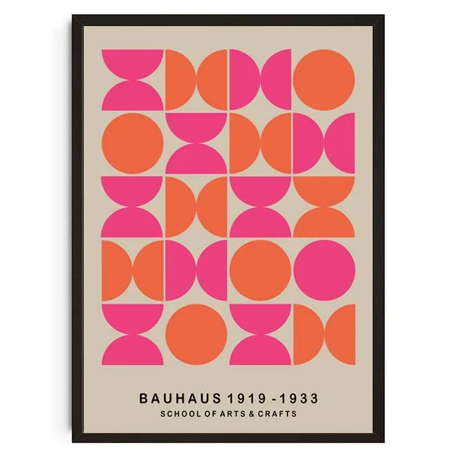 Geometryczny plakat Bauhaus w stylu retro Srebrny