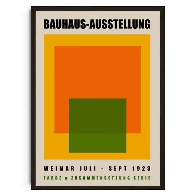 Geometryczny plakat Bauhaus w stylu retro Szmaragdowa zielona