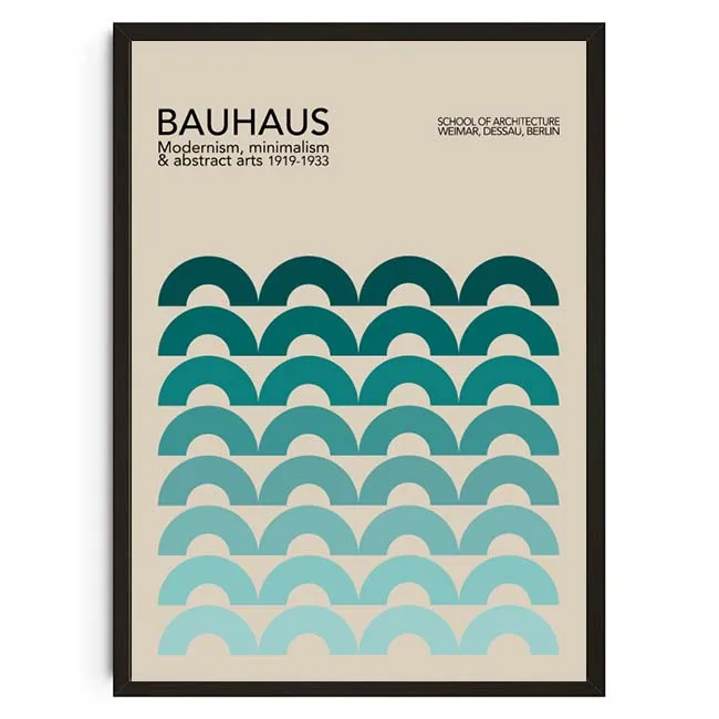 Geometryczny plakat Bauhaus w stylu retro Zeleń i pomarańcz
