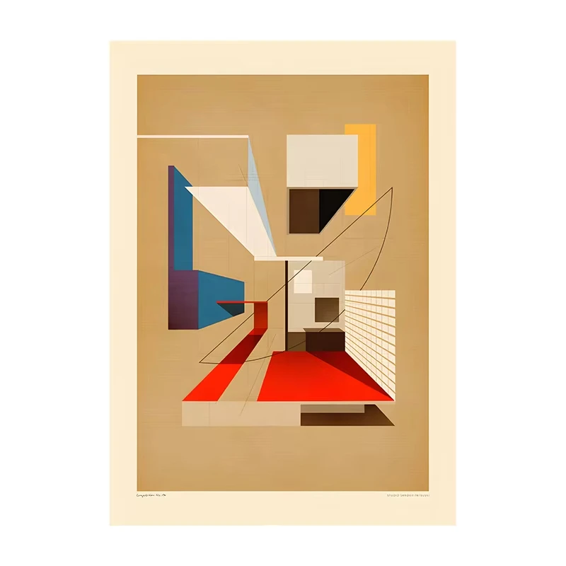 Plakat Bauhaus Klasyczna Abstrakcja Jasny niebieski