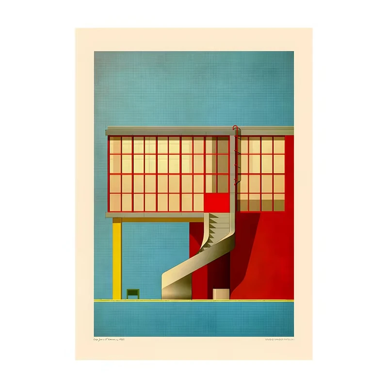 Plakat Bauhaus Klasyczna Abstrakcja śliwka