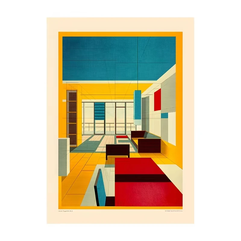 Plakat Bauhaus Klasyczna Abstrakcja Złoto