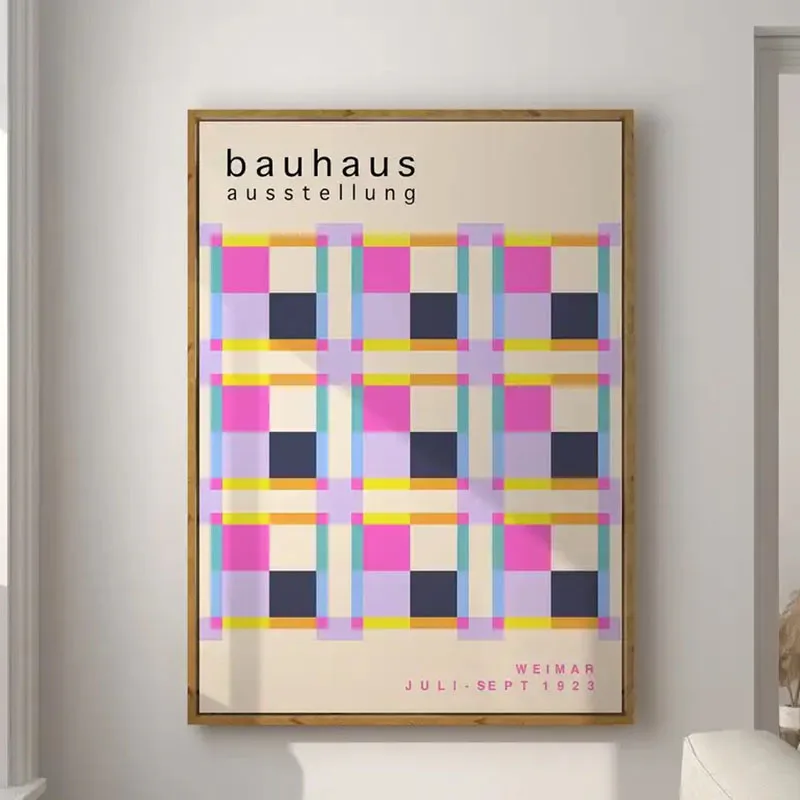 Plakat Bauhaus geometryczny - nowoczesna dekoracja Beżowy