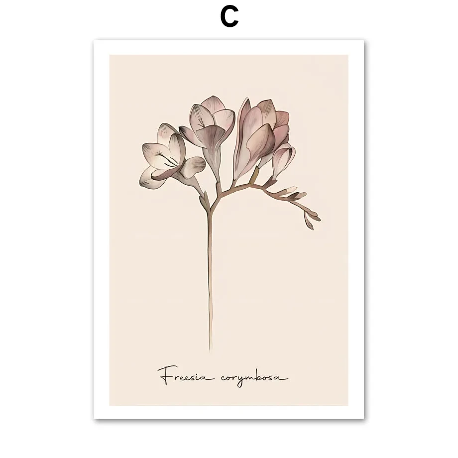 Plakat beżowy dmuchawiec minimalistyczny Czerwony